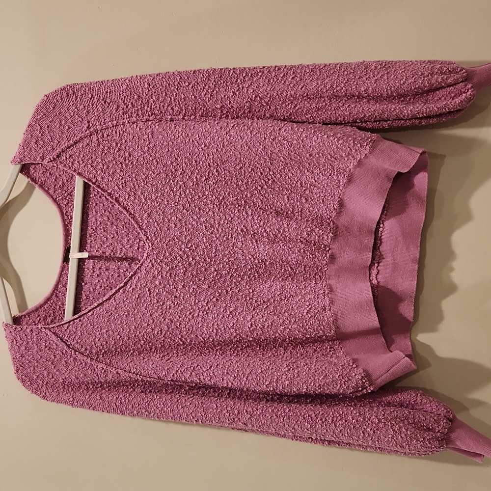 Free People Mauve Textured Knit Top Sweater
